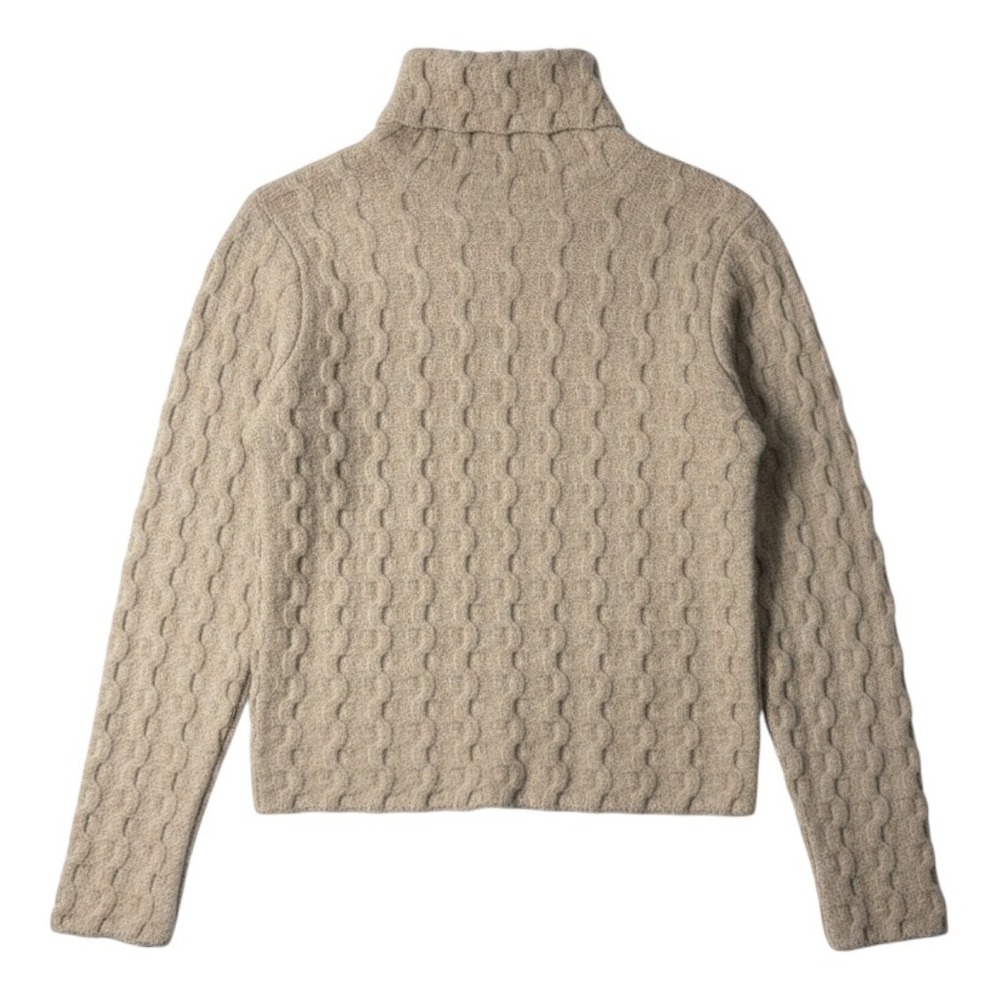 Etcetera Turtleneck Sweater Tan Cable Knit Long Sleeve C3879T Size M Womens